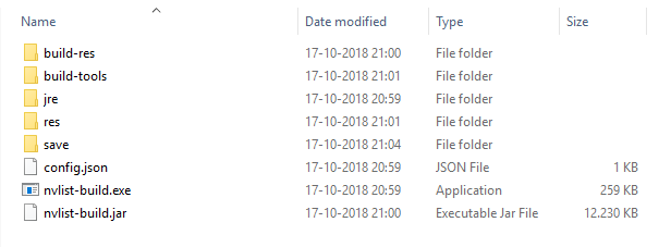 NVList install folder